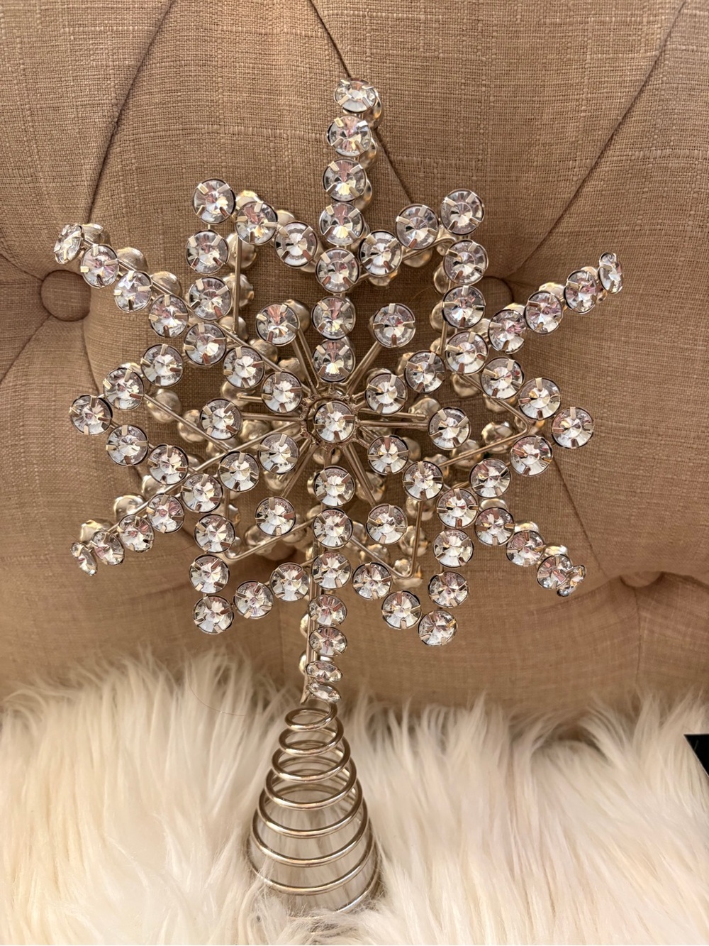 Gold Crystal Snowflake Tree Topper - Elegant Holiday Accent